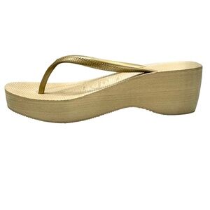 HAVAIANAS HIGH GOLD/BEIGE PLATFORM HIGH FLIP FLOPS
